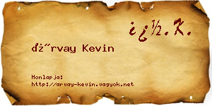 Árvay Kevin névjegykártya